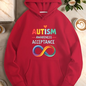 Sudadera con Capucha Casual de Punto Estampada para Mujer, con Diseño de Conciencia del Autismo y Aceptación de la Autonomía Autista - Product Image 2