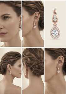 Boucles d'oreilles en or rose 9 carats massif pour femmes, forme goutte d'eau, diamant taille poire, halo micro-pavé, certifiées IGI, bijoux de luxe - Product Image 3