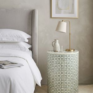 Modern Bone Inlay Nightstand Round <b>End</b> <b>Table</b> Decorative Wooden Side <b>Table</b> Living Room Furniture Custom Color - Product Image 3