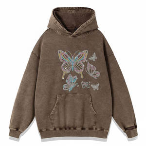 Hoodies élégants pour femmes en tricot avec strass, effet délavé, doux, 100% coton, tissu léger, parfaits pour la mode décontractée et streetwear - Product Image 1