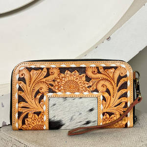 Mini sac personnalisé en cuir de vachette véritable, motif tournesol, travaillé à la main, avec fermeture éclair, pour un usage quotidien féminin. - Product Image 4