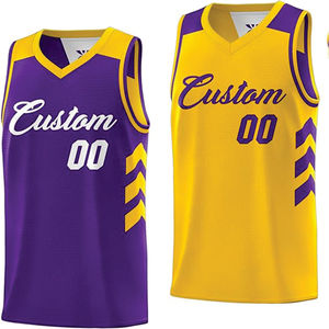 Nouveau design léger, maillot de basket imprimé à col en V réversible, tissu 100% polyester, personnalisable, séchage rapide, unisexe - Product Image 2