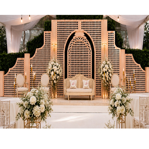 Elegant Mughal Style Laser Cut Backdrop <b>Frames</b> For Stage Decor Modern Jali Style Nikkah <b>Wedding</b> Stage Metal Backdrop Panels Sale - Product Image 1