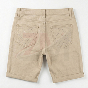 Shorts de Mezclilla Lavados para Hombre de Alta Calidad con Decoración de Diamantes de Imitación, Proveedor de Fábrica de Moda Urbana Premium - Product Image 2