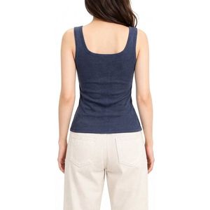 Midnight <b>Navy</b> Knitted Spandex Tank <b>Top</b> Heavy Duty Solid Sleeveless Clean Scoop Neck Skin Friendly Undershirt Tanks - Product Image 3