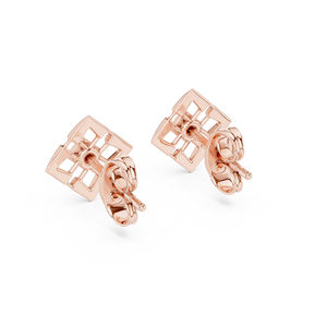 Juego de Aretes Minimalistas con Diamantes Cultivados en Laboratorio en Oro Rosa Sólido de 18 Quilates para Compromiso, Boda, Fiesta, San Valentín, Eventos, Uso Diario - Product Image 3