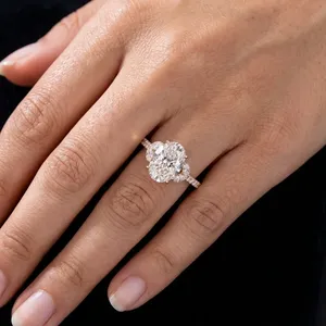 Bague en diamant ovale de 2,5 carats cultivé en laboratoire, certifiée IGI, en or 14 carats, bague de fiançailles pour femmes, bijoux en diamant de laboratoire certifiés IGI - Product Image 2
