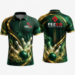 OEM Printed Custom Bowling Jerseys <b>Collar</b> Zipper Breathable Eco-Friendly Sublimation <b>Shirts</b> Four-Way Stretch Quick Dry Team - Product Image 5