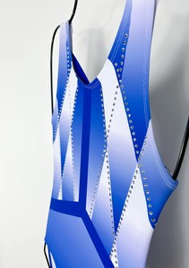 Conjuntos de Danza para Niñas CONX, Azul Degradado, Sin Mangas, con Pedrería, Ropa de Danza, Poliéster, Cintura Elástica, Ropa de Baile para Escenario - Product Image 4