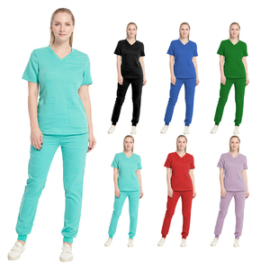 Custom Medical <b>Scrub</b> Set Womens Nursing Uniform V Neck Hospital Healthcare Uniform Breathable Stretch Medical <b>Scrubs</b> <b>Top</b> and - Product Image 4