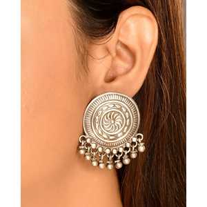 Meera Jaipur Fine Sterling <b>Silver</b> <b>Stud</b> <b>Earrings</b> Elegant Design for Women - Product Image 2
