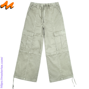 Pantalones Cargo Casuales de Verano para Mujer MASTER TEXTILE, Color Sólido, Pierna Ancha, Transpirables, Cintura Media, Hechos con Tela de 7.37 oz - Product Image 1