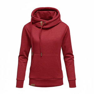 Sweat-shirt à capuche pour femme, couleur unie, manches longues, tricoté en coton et fibre de bambou, avec poches, style décontracté respirant pour l'automne - Product Image 5