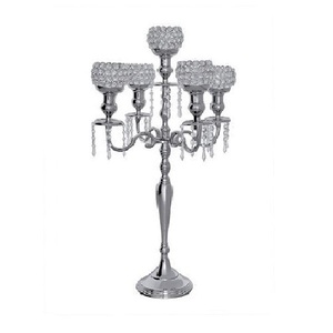 Silver 5 arm crystal candelabra aluminium candle <b>holder</b> 24 inch candle stand decorative <b>candlestick</b> <b>holder</b> luxury wedding - Product Image 6