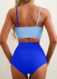 Conjunto de Bikini de 2 Piezas para Mujer, Cintura Alta, Bloques de Color, Traje de Baño Popular 2026, el Mejor Traje de Baño para la Playa de Verano - Product Image 2