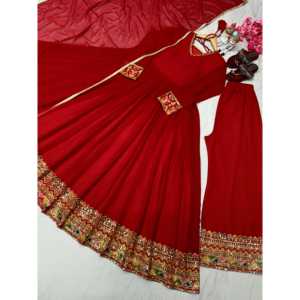 Conjunto de Vestido Anarkali Elegante para Fiestas, Incluye Dupatta y Plazzo para Vestir de Noche - Product Image 1