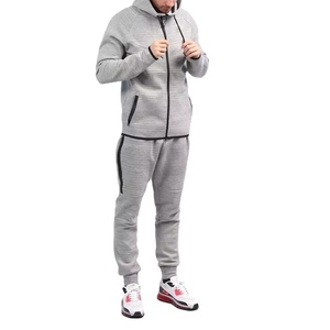 Survêtements de sport pour hommes avec logo imprimé en couleur unie personnalisée, vêtements de sport décontractés, pantalons de survêtement à fermeture éclair intégrale, ensemble de course à pied pour hommes - Product Image 1