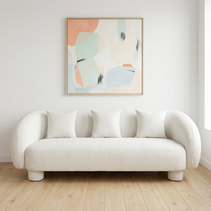 Canapé en bois avec coussin en mousse en forme de U et dossier à oreillers amovibles, choix de couleurs de revêtement pour appartement, condo, flat - Product Image 1
