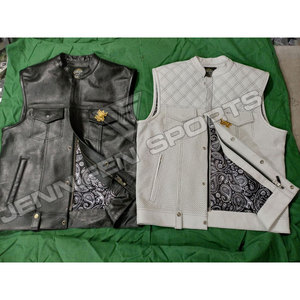 High Quality Diamond Cut Genuine Smooth/Perforated <b>Leather</b> <b>Sleeveless</b> <b>Jacket</b> Winter Formal Motorcycle Vest - Product Image 3
