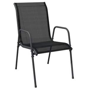 Ensemble de 6 chaises de jardin en acier noir et anthracite avec Textilène, grand mobilier d'extérieur durable - Product Image 3