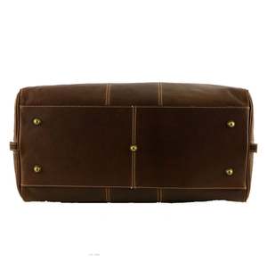 กระเป๋าหนังทรงดัฟเฟิล สไตล์วินเทจ สำหรับเดินทางช่วงสุดสัปดาห์ เหมาะสำหรับผู้ชายและผู้หญิง ความจุขนาดใหญ่ ใช้เป็นกระเป๋าถือขึ้นเครื่องได้ พกพาสะดวก - Product Image 6