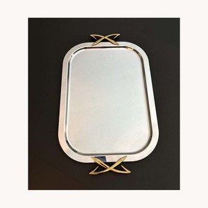 Plateau de service élégant en acier inoxydable pour dattes, design personnalisé, plateau de service haut de gamme pour hôtels et restaurants - Product Image 1