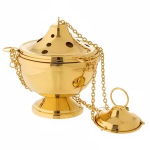 Customized Golden Brass Thurible <b>For</b> Religious Craft Church Supplies Incense <b>Burner</b> Thurible <b>For</b> Fragrance Use - Product Image 3