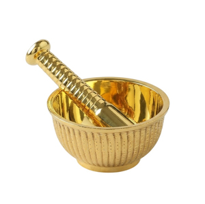Traditional Pure Brass Mortar And Pestle Set Handcrafted Metal Spice And <b>Herb</b> <b>Grinder</b> Eco-Friendly Kitchen Khalbatta Haman Dasta - Product Image 2