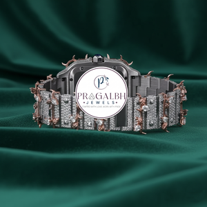 Reloj de Cuarzo de Moda Cuadrado de Acero Inoxidable Personalizado con Diamantes de Moissanita, Totalmente Cubierto de Diamantes, con Brazalete de Espinas Plateadas - Product Image 3