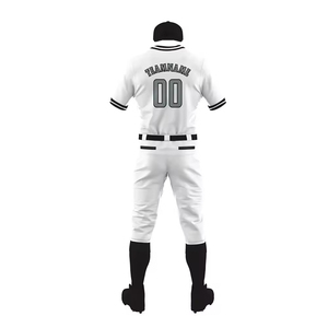 Ensemble d'uniformes de baseball personnalisés en polyester respirant, sublimation sur mesure, marque OEM, maillot blanc pour homme, pantalon blanc, vêtements d'équipe - Product Image 2