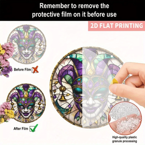 CIFbuy Attrape-soleil en acrylique style bohème, motif masque vénitien, coloré, à suspendre à la fenêtre, décoration intérieure, attrape-soleil en cristal pour TikTok - Product Image 6