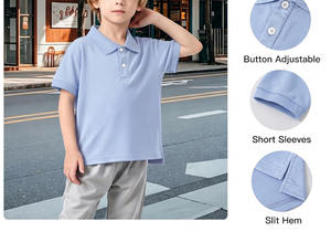 เสื้อโปโลปักลายตามสั่งสำหรับเด็กผู้ชาย ชุดฤดูร้อน เสื้อแขนสั้นสำหรับเด็กวัยเรียน ชุดยูนิฟอร์ม - Product Image 2