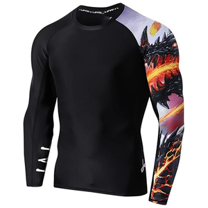 เสื้อแรชการ์ดแขนยาวผู้ชาย ลายกราฟิก ป้องกันรังสียูวี แห้งเร็ว เสื้อกีฬา รับทำโลโก้ OEM - Product Image 1