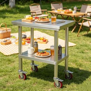 Table de travail en métal élégante à hauteur réglable avec étagère pour cuisine, îlots de cuisine et chariots - Product Image 6