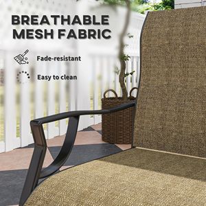 Set di 2 sedie da pranzo da patio C Spring marrone chiaro con schienale alto e braccioli, portata 256 libbre, con tessuto traspirante e struttura in metallo - Product Image 6