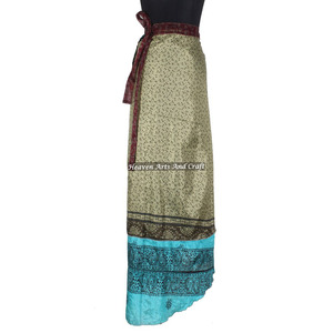 Falda Larga de Seda India Vintage, Estilo Saree, de 2 Capas, Reversible, de Seda Mágica, Proveedores Mayoristas - Product Image 4
