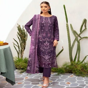 Lawn brodée Shalwar Kameez de designers pakistanais 3 pièces costumes quotidiens décontractés Kurti Salwar pour femmes et filles - Product Image 4