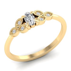 Anillos de compromiso REYES de diseño moderno, plata de ley 925 con baño de rodio, joyería fina con corte ovalado, moissanita de 0.25 quilates para ella. - Product Image 2