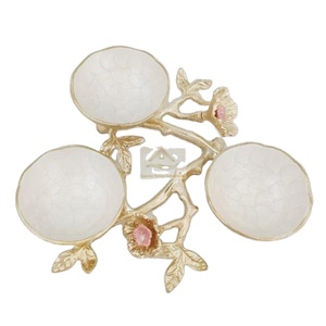 Hot Selling Most Adorable Design White and Gold Color Bowl and Tray Three in One With <b>Tree</b> Branch Holder Kitchenware <b>Tabletop</b> - Product Image 1