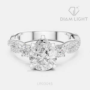 Bague de fiançailles en diamant de laboratoire taille poire 1,40 carat en or blanc 14 carats, certifiée IGI, couleur F+, clarté VS+, avec pavé - Product Image 1