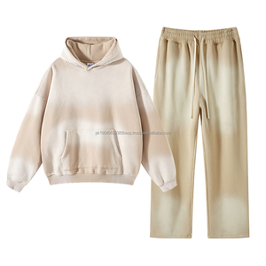 Ropa de calle de invierno de estilo americano algodón grueso Sun Faded Vintage Spray Dyeing Hoodies y pantalones de chándal Set para hombres niños Unisex - Product Image 2