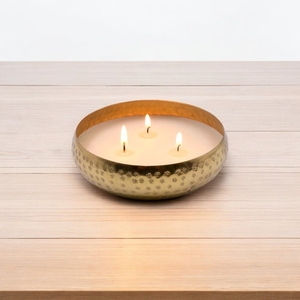 New design Sweet pea jasmine scented hammered and gold plated <b>candle</b> <b>3</b> <b>wick</b> <b>candle</b> gold jar offer customizations <b>candle</b> jars - Product Image 5