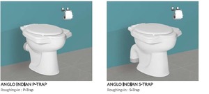 โถสุขภัณฑ์แบบตั้งพื้นทรงโมเดิร์น Anglo P & S TRAP แบบสองช่องระบายน้ำ  วัสดุเซรามิก  แบบชิ้นเดียว ระบบ Dual-Flush - Product Image 3