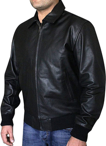 Men Genuine Sheepskin Leather <b>Jacket</b> Black Distressed <b>Vintage</b> Motorcycle <b>Biker</b> <b>Jacket</b> - Product Image 3