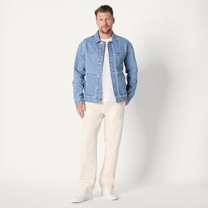 Men's <b>Light</b> Blue Denim Jacket Regular Fit Button Front Stonewashed Cotton Casual Autumn Wear - Product Image 5