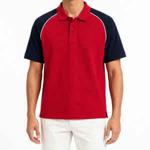 Camiseta Polo de Manga Larga para Hombre, 100% Algodón Piqué, con Mangas en Contraste, al por Mayor |   Fabricante OEM ODM en Bangladesh - Product Image 1