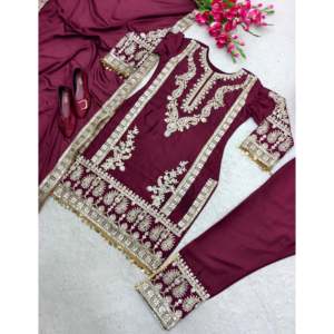Designer XL Satin <b>Top</b>-Pent with Beautiful Dupatta Set - Product Image 5