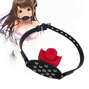 Juguete sexual BDSM <span class=keywords><strong>de</strong></span> silicona con forma <span class=keywords><strong>de</strong></span> rosa, mordaza <span class=keywords><strong>de</strong></span> bola transpirable con boca abierta para sumisión y dominación. - Product Image 1