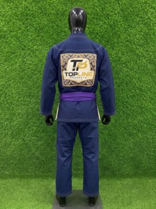 Blue BJJ <b>Kimono</b> <b>Men's</b> Regular Fit Cotton Jiu Jitsu Gi Embroidered Logo Breathable Adult Martial Arts Wear - Product Image 2