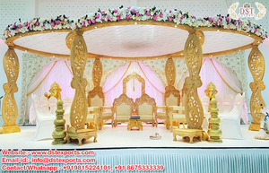 Classy Marriage Mandap Set Decorations Latest Wedding Wooden Carved Mandap Set Indian Wedding Mandap Set Manufacturer - Product Image 4
